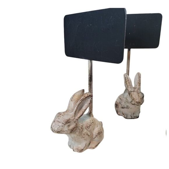 Metal Bunny Rabbit Dinner Place Card Menu Holders (7) Distressed Country French - Picture 2 of 10